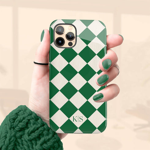 Custom Initials Argyle Checkerboard iPhone Case